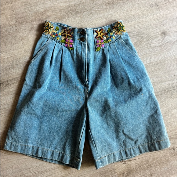 cedars Pants - Vintage culottes/mom jeans with beading